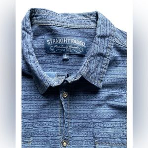 Straight Faded Mens Button Up Western Style Shirt
